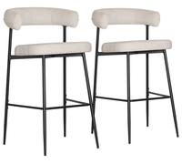 Pack de 2 taburetes de bar en tela beige thea