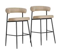 Pack de 2 taburetes de bar thea en tejido amarillo jaspeado