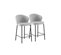 Pack de 2 taburetes tapizados en chenilla color gris claro