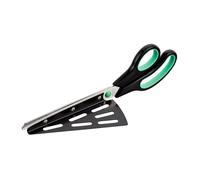 Pack de 2 tijeras cortapizzas de acero inoxidable, Negro, Con pala para servir