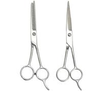 Pack de 2 Tijeras Profesionales para Cortar Cabello, Tijera de Corte + Entresacar, Tijeras de Acero Inoxidable, Tijeras de Cortar Pelo, (plata, 2 pieza)