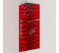 Pack de 2 trampas de graves estrechas para esquina con tela de terciopelo | Difusión - Absorción - Reflexión - Insonorización - Control acústico | 23×50cm | [WAVE - Plástico rojo | Negro]