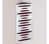 Pack de 2 trampas de graves estrechas para esquina con tela de terciopelo | Difusión - Absorción - Reflexión - Insonorización - Control acústico | 23×50cm | [PULSE - Plástico blanco | Burdeos]