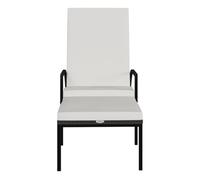 Pack de 2 tumbonas con reposapiés y cojines marrón