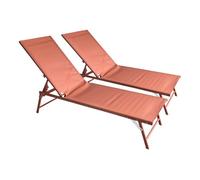Pack de 2 tumbonas plegables sicilia de textileno terracota y estructura terracota