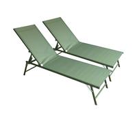 Pack de 2 tumbonas plegables sicilia de textileno verde salvia y estructura verde salvia
