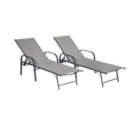 Pack de 2 tumbonas sardinia de textileno gris y estructura gris antracita