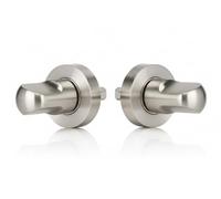 Pack de 2 unidades Muletilla y desbloqueo redonda en níquel satinado, cierre de condena para puertas de madera interior diametro 50mm, zamak