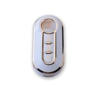 Pack de 2 Unidades RUXYAXFOL Funda de TPU para Llave de Coche para Fiat 500 Punto Bravo Brava Panda Doblo Ducato Idea Line Ulysse Type Lance Ypslon Delta Musa Funda para Llave de Coche Blanco-Oro