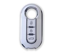 Pack de 2 Unidades RUXYAXFOL Funda de TPU para Llave de Coche para Fiat 500 Punto Bravo Brava Panda Doblo Ducato Idea Line Ulysse Type Lance Ypslon Delta Musa Funda para Llave de Coche Blanco-Plata