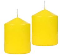 Pack de 2 Velas Aromáticas Cilíndricas Elegantes 135g, 24h Duración - Velón Taco de Cera, Decorativas y Relajantes 70x57 mm (Fantasía Cítrica)