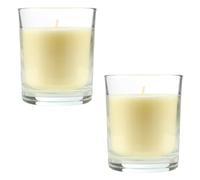Pack de 2 Velas Aromáticas en Vaso de Cristal Reciclable 125g - 28h de Duración,Cera Vegetal Perfumada, Fabricadas en España, 8.5x7cm (Vainilla)