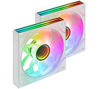 Mars Gaming MF-3DPROX2R, Kit 2x Ventiladores 120mm, Aspas Invertidas, Iluminación ARGB Triple Infinity Mirror 360°, Control PWM, Rodamientos FDB, Ventiladores PC con Compatibilidad Total ARGB, Blanco
