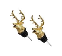 Pack de 2 vertedores de acero con cabeza de ciervo y tapón a prueba de fugas, botellas de vino, vertedor para aceite, vinagre, herramienta de cocina, vertedor de vino con cabeza de ciervo