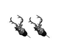 Pack de 2 vertedores de acero con cabeza de ciervo y tapón a prueba de fugas, botellas de vino, vertedor para aceite, vinagre, herramienta de cocina, vertedor de vino con cabeza de ciervo