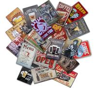 Pack de 20 Chapas Metálicas 20 x 30 cm | Relieve 3D | Modelos Surtidos Decorativos | Diseño Retro y Vintage | Espesor 0.25 cm | Para decorar Cafeterias, Bares, Salones y más