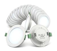 Pack de 20 Focos Empotrables LED Techo, 4W (Equiv. 40W), 339LM Luz Fría 6000K, Ultraplanos (Fondo 28mm), Sin Transformador 230V, No Regulables, Material Plástico