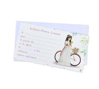Pack de 20 Invitaciones Comunión Niña, Tarjetas con Sobre, Invitaciones para Primera Comunión, 16 x 8,5 cm, Diseño bicicleta, Detalles invitados, Detalles Comunión,Regalantes