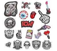 Pack De 20 Parches De Tela Bordados Con Calaveras, Parches Para Planchar, Parches Para Ropa, Parches Para Coser, Parches Para Coser En Ropa, Parches Bordados Para Ropa, Parches Para Planchar