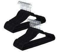 Pack de 20 Perchas de Ropa plástico Terciopelo Negro Antideslizante Cabezal Giratorio Finas para Camisetas Pantalones Camisas. Ahorra Espacio. Ranuras para Hombros.