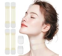 Pack de 24 Parches Antiarrugas para el Cuello - Tiras Lifting Invisibles Reutilizables - 20 Parches + 4 Bandas Elásticas - Efecto Lifting V-Shape Inmediato contra las Arrugas del Cuello