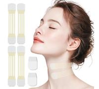 Pack de 24 Parches Antiarrugas para el Cuello - Tiras Lifting Invisibles Reutilizables - 20 Parches + 4 Bandas Elásticas - Efecto Lifting V-Shape Inmediato contra las Arrugas del Cuello