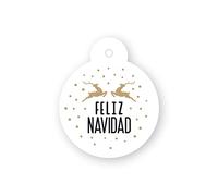 Pack de 24 tarjetas forma bola de navidad Renos Feliz Navidad Ø4cm