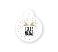 Pack de 24 tarjetas forma bola de navidad RenosFeliz Natal Ø4cm