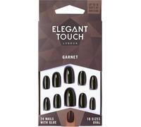 Pack de 24 uñas postizas burdeos Garnet de Elegant Touch con pegamento incluido