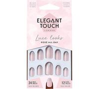 Pack de 24 uñas postizas francesas rosa Rose All Day de Elegant Touch con pegamento incluido