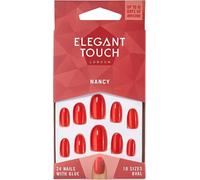 Pack de 24 uñas postizas rojas Nancy de Elegant Touch con pegamento incluido