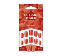 Pack de 24 uñas postizas rojas Rusty Red de Elegant Touch con pegamento incluido