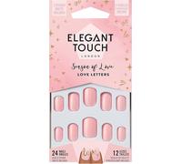 Pack de 24 uñas postizas rosas Love Letters de Elegant Touch con pegamento incluido