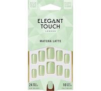 Pack de 24 uñas postizas verdes Matcha Latte de Elegant Touch con pegamento incluido