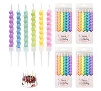 Pack de 24 Velas de Cumpleaños, Altas de Cumpleaños Twisted en 6 Colores Pastel Altas de 11,4cm Diseño Espiral para Tartas Decorativas Fiestas Aniversarios Bodas Eventos Especiales