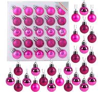 Pack de 25-2.5cm (1") Brillante, Mate y Brillo Mini árbol de Navidad de Las chucherías (Rosa Caliente)