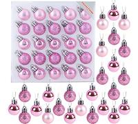 Pack de 25 Brillante, Mate y Brillo Mini árbol de Navidad de Las chucherías (Bebé Rosa)