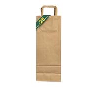 Pack de 25 Sacos para 1 Botella de Vino Genérico 36x14x9 cm - Bolsas de Papel Kraft con Asas para Regalo, Casamientos, Comuniones y Bautizos - Manuela Packaging