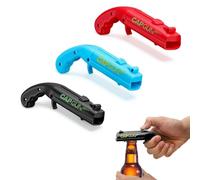 Pack de 3 Abrebotellas de Cerveza con Lanzador de Chapas, Abridor de Botellas Divertido para Bar y Fiestas, Gadgets Originales Regalos Frikis (Azul, Negro, Rojo)