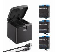 Pack de 3 baterías con cargador de 3 compartimentos para GoPro Hero 5 6 7 8 3,87 V 1500 mAh batería de repuesto recargable de ion de litio para cámara de acción Hero 7/6/5 Reemplaza al modelo AHBDT