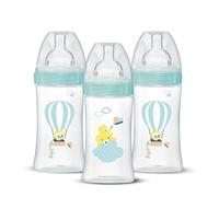 Pack de 3 biberones - DODIE - EB19 - 270 ml - Tetina plana - Verde