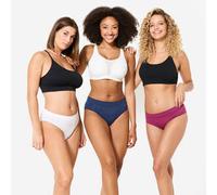 Pack de 3 bragas deportivas sin costuras Mujer Decathlon violeta blanco azul XS/S