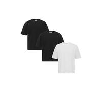 Pack de 3 camisetas de gran tamaño, camiseta básica clásica de algodón, manga corta, cuello redondo, ideal para el día a día, ocio y ropa de calle, 2 negros, 1 blanco, XL