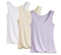 Pack de 3 camisetas de tirantes para mujer de verano, sin costuras, de seda fresca, camiseta interior elástica, ajuste slim, tallas grandes, para deporte y entrenamiento, básica, de un solo color