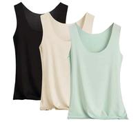 Pack de 3 camisetas de tirantes para mujer, sin costuras, de seda fría, ajustadas, elásticas, tallas grandes, deporte, entrenamiento, básica, cómoda, ropa interior, monocolor, camiseta de tirantes