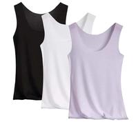 Pack de 3 camisetas de tirantes para mujer, sin costuras, de seda fría, ajustadas, elásticas, tallas grandes, deporte, entrenamiento, básica, cómoda, ropa interior, monocolor, camiseta de tirantes