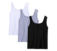 Pack de 3 camisetas interiores para hombre, verano, sin mangas, de seda de hielo, de secado rápido, transpirables, cómodas, suaves, elásticas, para fitness, Bk2, XL