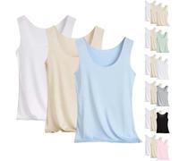 Pack de 3 camisetas sin mangas para mujer: conjunto básico de camisetas de algodón, blusa sin mangas, top básico de yoga, tallas grandes, camiseta de verano, cómodas camisetas interiores, blusas