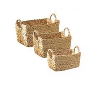 Pack de 3 cestas de jacinto de agua con asas 46 cm