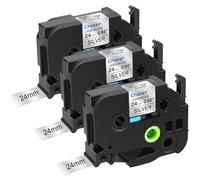 Pack de 3 cintas laminadas compatibles con P-touch TZe-951 TZe951 TZ-951 TZ951 24 mm 0,94 pulgadas negro sobre plata, cinta de escritura de repuesto para PT-D600 D600VP P750W P900W P710BT 9600 H500LI
